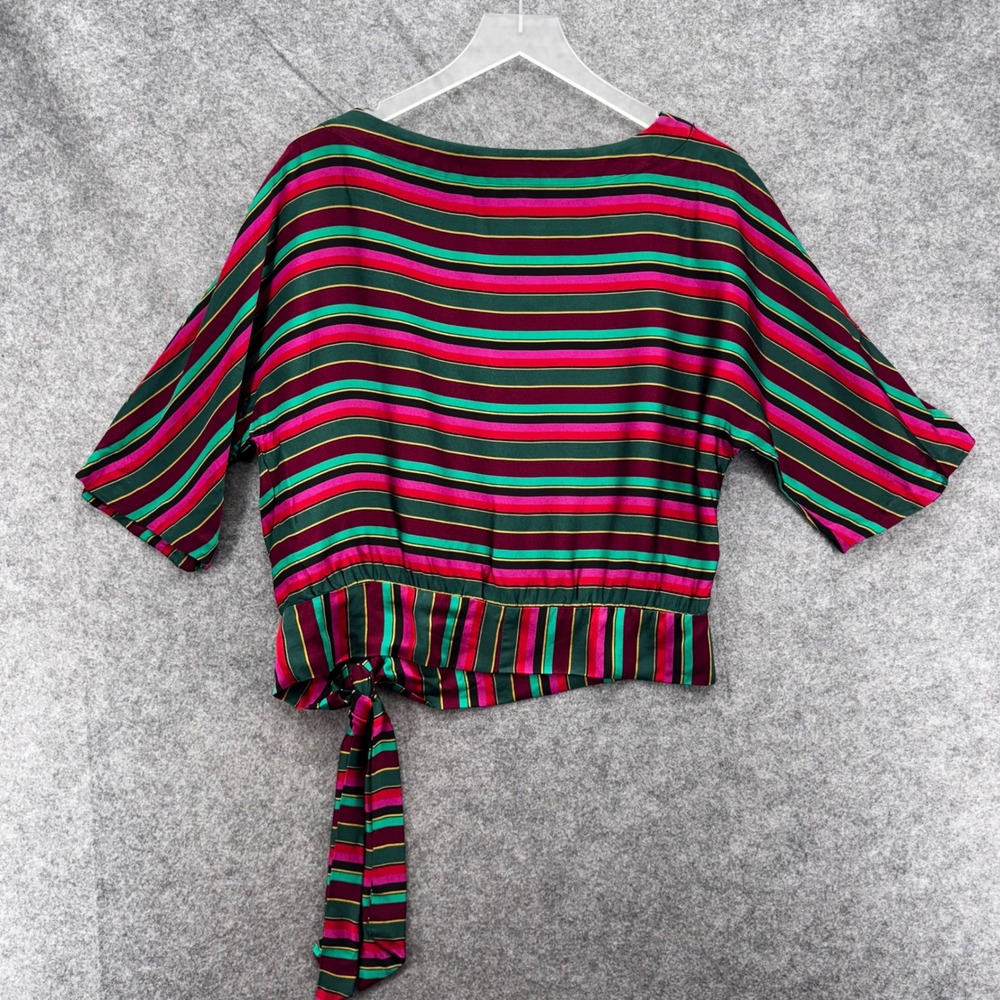 TRINA TURK Women On the Rocks Stripe Boat Neck Top Size S Red Pink Holiday Party - Picture 7 of 12